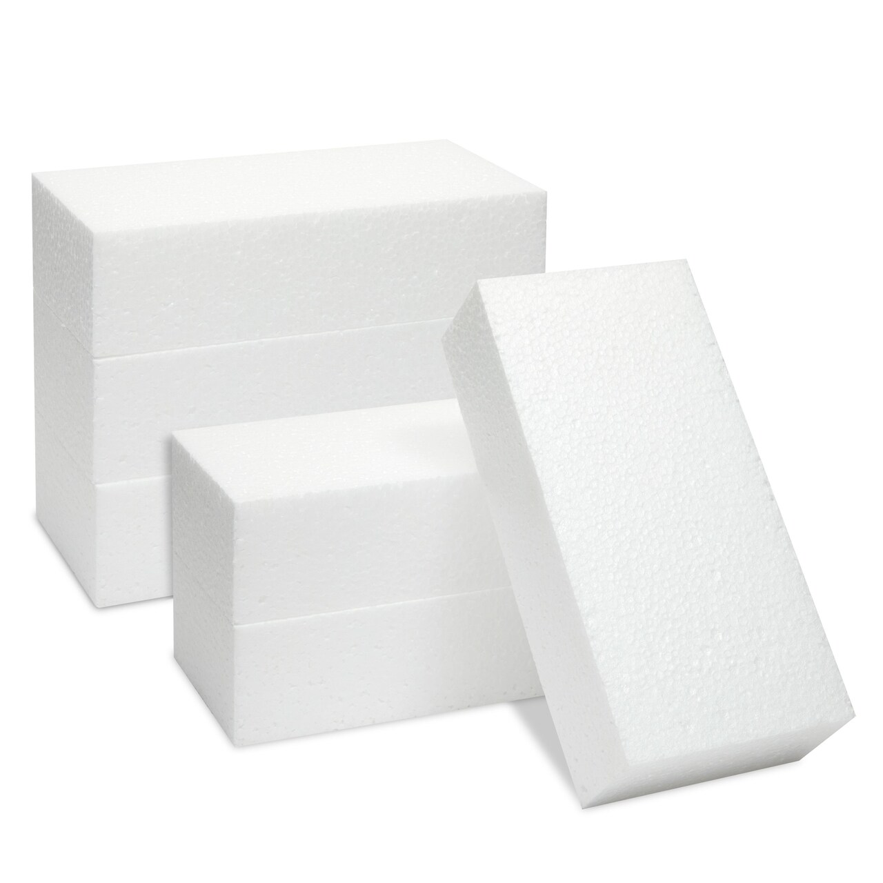 6 Pack Foam Blocks for Crafts - Polystyrene Brick Rectangles for Art Sculpting, Flower Arrangements, DIY, Packing (8 x 4 x 2 In)